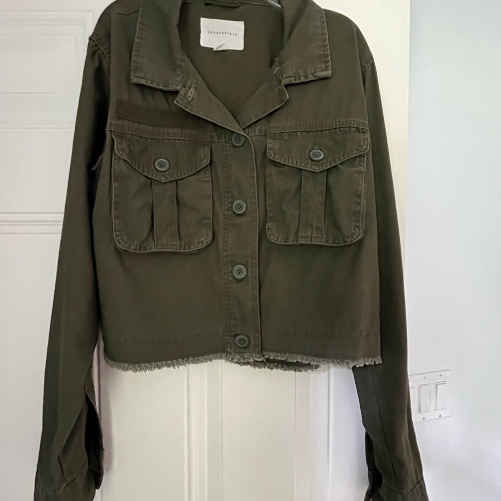 Aeropostale Green Utility Jacket Cropped Military Style